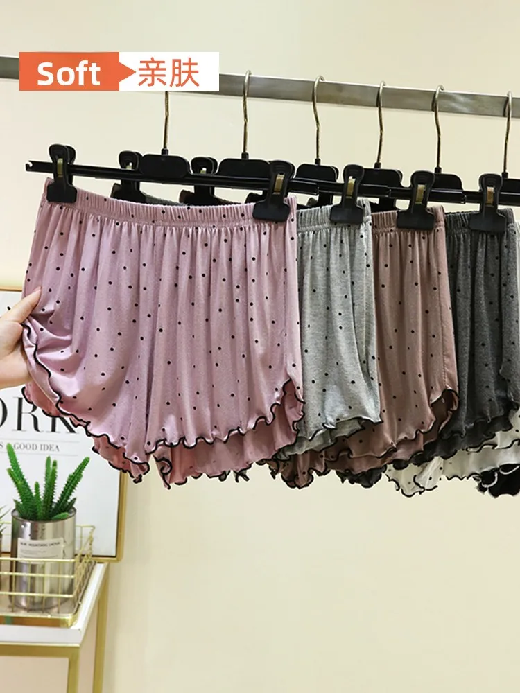 Modal High Waist Casual Shorts Women Summer Loose Polka Dot Sleepwear plus Size Home Pants Can Be Worn outside Five-Quarter B...