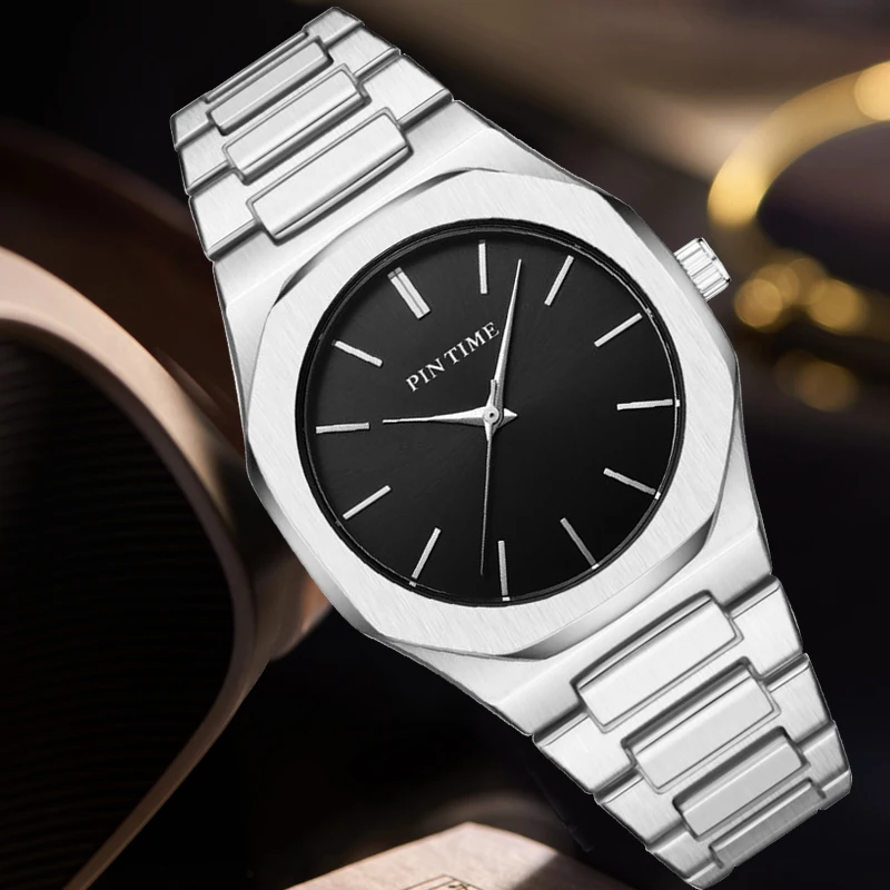 Men Casual Dress Watch Stainless Streel Urtra Thin Business Wristwatch Quartz Waterproof  Reloj Hombre Gift Clock