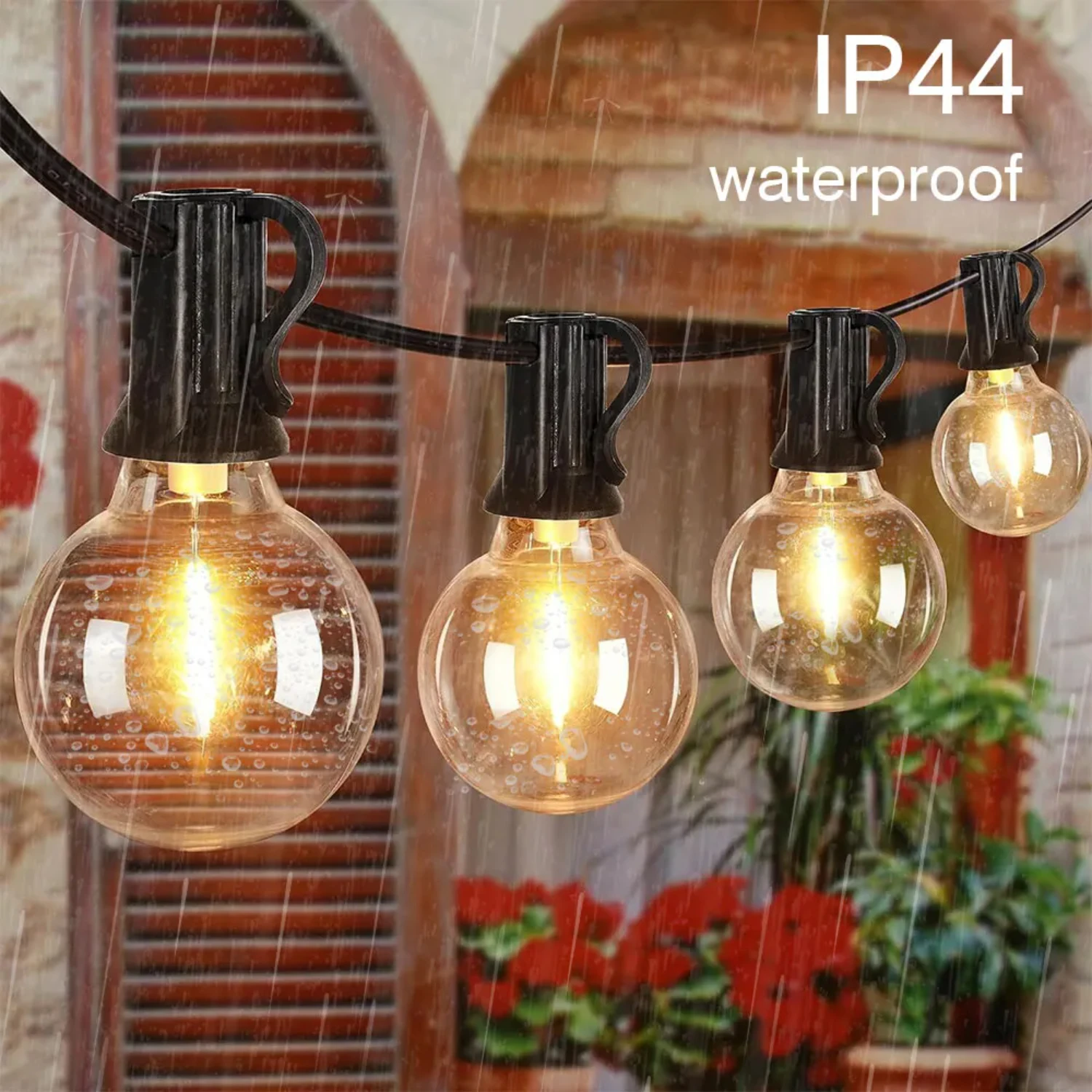 New Durable, Energy-Efficient, Bright Waterproof LED G40 Fairy String Lights - Ideal for Garden Patio Decoration - IP44 Rated Ch