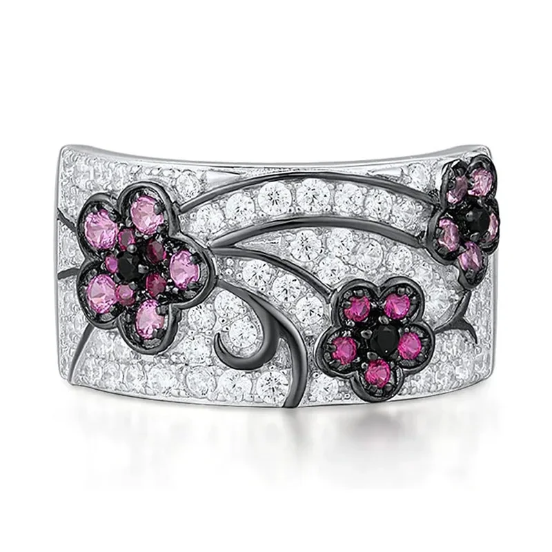 2026 European and American Dual Color Flower Ring, Fashionable and Elegant Temperament, Fresh Countryside Style Jewelry