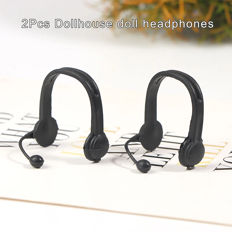 2Pcs 1:12 Dollhouse Miniature Earphone Headset Headphone Model Home Living Scene Decor Toy Doll House Accessories