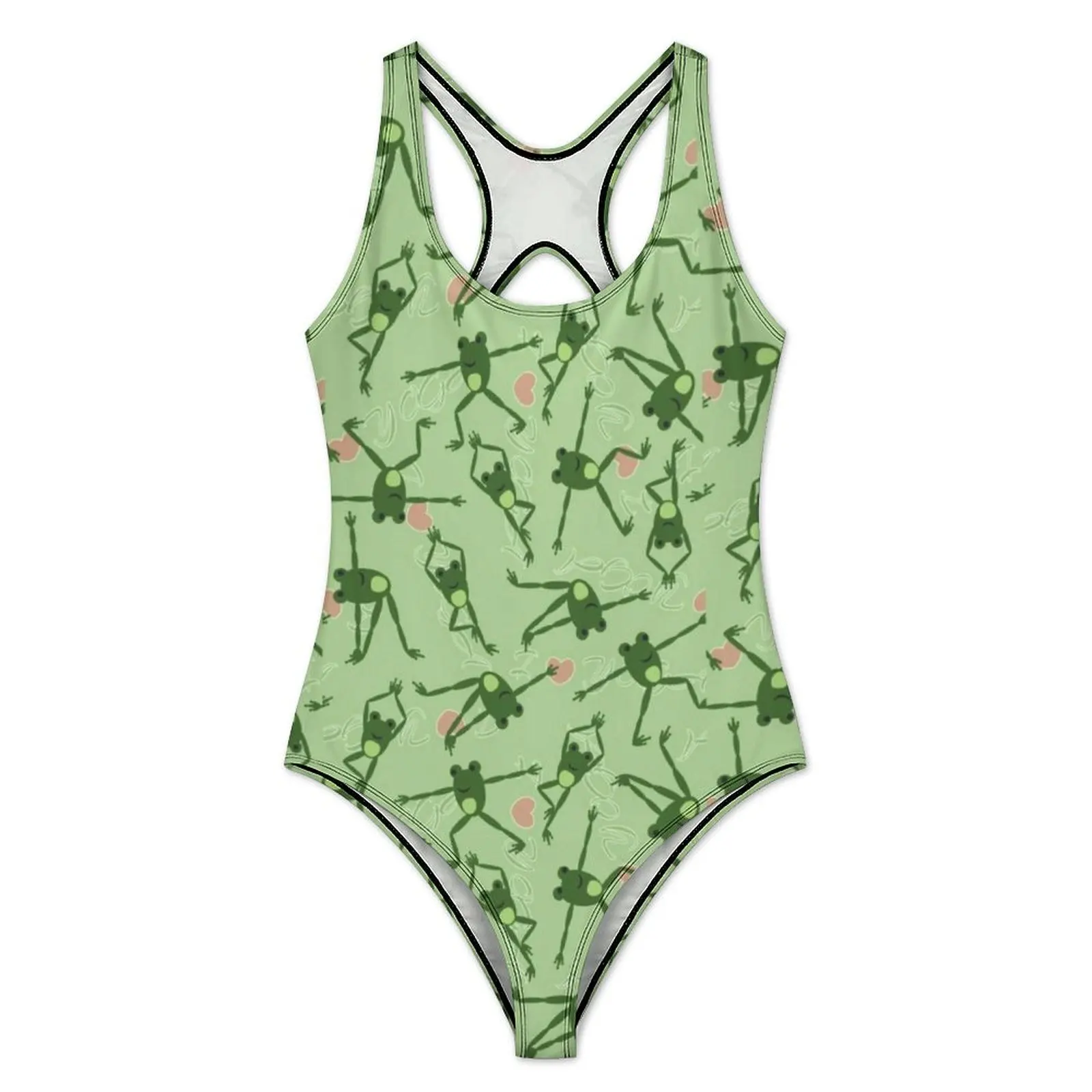 Funny Frog Doing Yoga Swimsuit Animal Swimwear One Piece Beach Bodysuit Hollow Out Bathing Suits Lady Push Up Sexy Beach Outfits