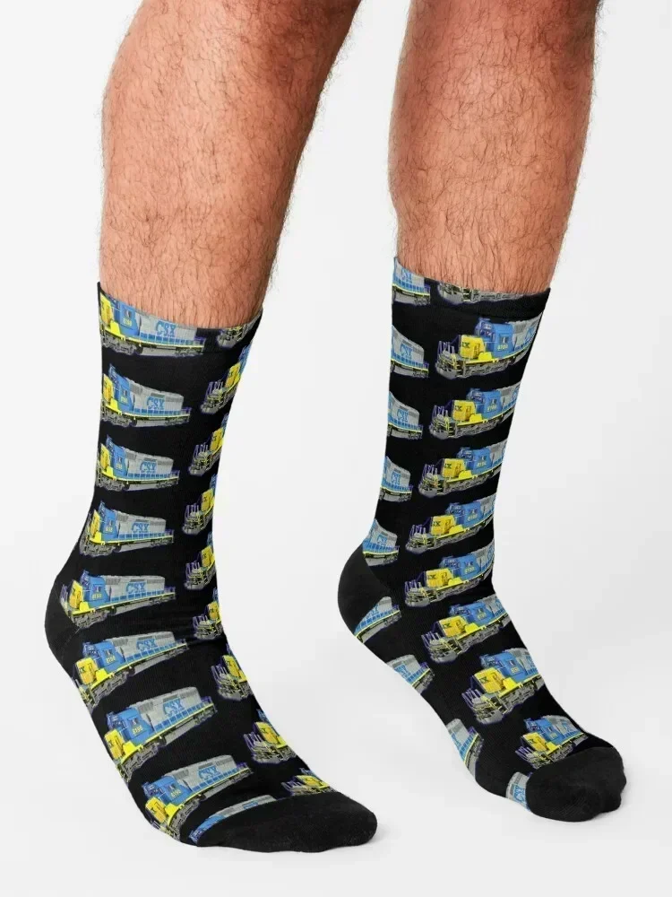 Freight Train CSX Engine Socks retro halloween Stockings compression cute Designer Man Socks Women's