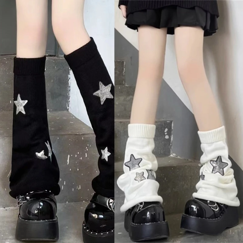 

Womens Lolitas Knit Long Socks Star Leg Warmers Harajuku Japanese Booties Socks Winter Warm Ankle Heap Socks