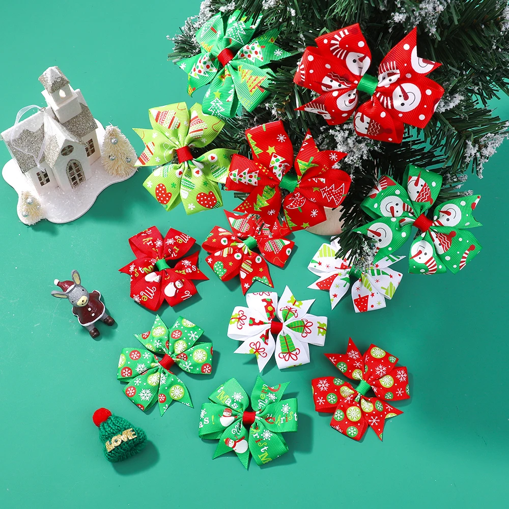 6pcs Baby Girls Christmas Hair Clips Set Festive Santa & Xmas Tree Hairpins Holiday Headwear Hair Accessories for Cheerful Gift