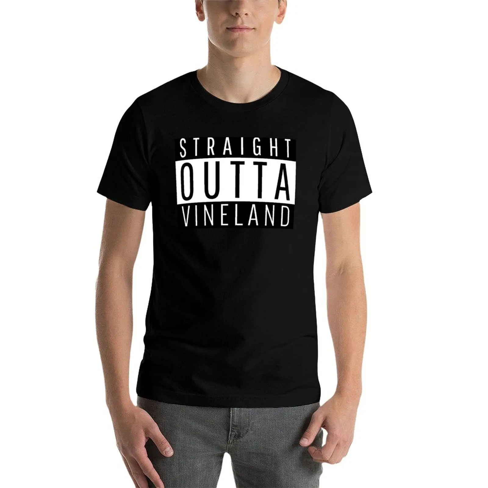 Straight Outta Vineland New Jersey เสื้อยืดปรับแต่งเสื้อวินเทจเสื้อยืดกราฟิกเสื้อยืดผู้ชาย