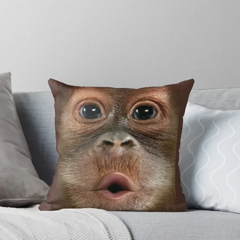 Big Face Baby Orangutan Monkey Throw Pillow autumn pillowcase Pillow Cases pillow