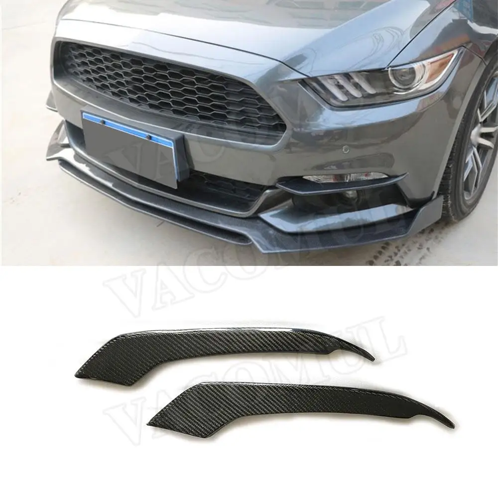 

Carbon fiber Front Fog Lamp Air Vent Fin Trims Covers Canards for Ford Mustang GT V8 V6 GT350R Coupe 2015 2016 2017