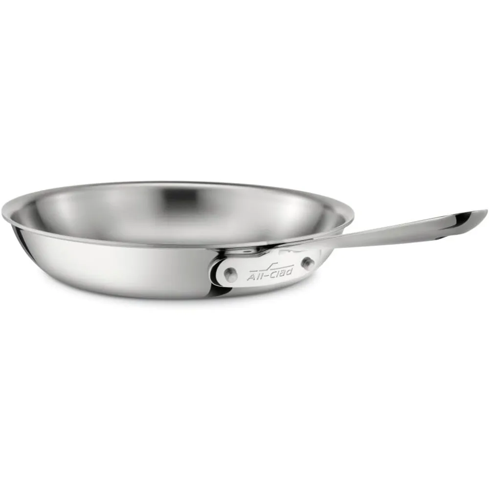 Stainless Steel Fry Pan 12 Inch Induction Oven Broiler Safe 600F Pots and Pans, Cookware Silver