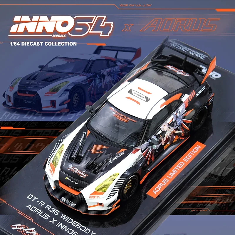 

Предпродажа INNO 1:64 LBWK GTR R35 WIDEBODY AORUS, литая под давлением диорама, коллекция моделей автомобилей, миниатюрные игрушки