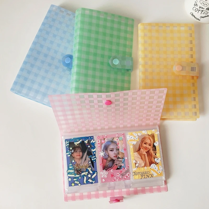 120Pockets 3-Inch Album Plaid Kpop Photo Card Holder Book Idol Instax Album Name Card  Photo Business Card Book