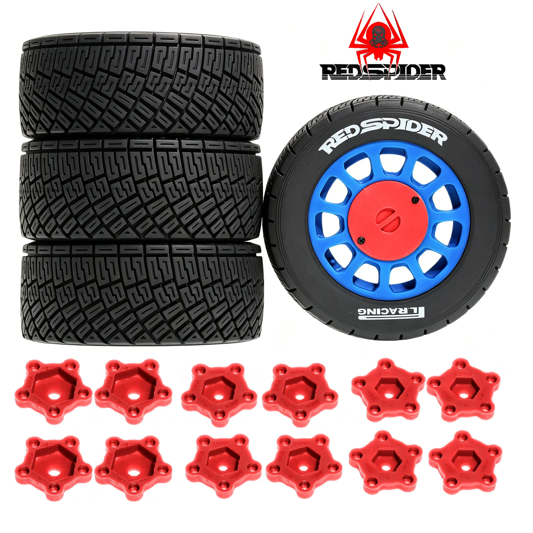 RED SPIDER 4 Stück 1/8 RC On-Road Auto Reifen und Räder 17mm Hex Gummi Rallye-Reifen für ARRMA Typhon Talion Traxxas Redcat Team Losi