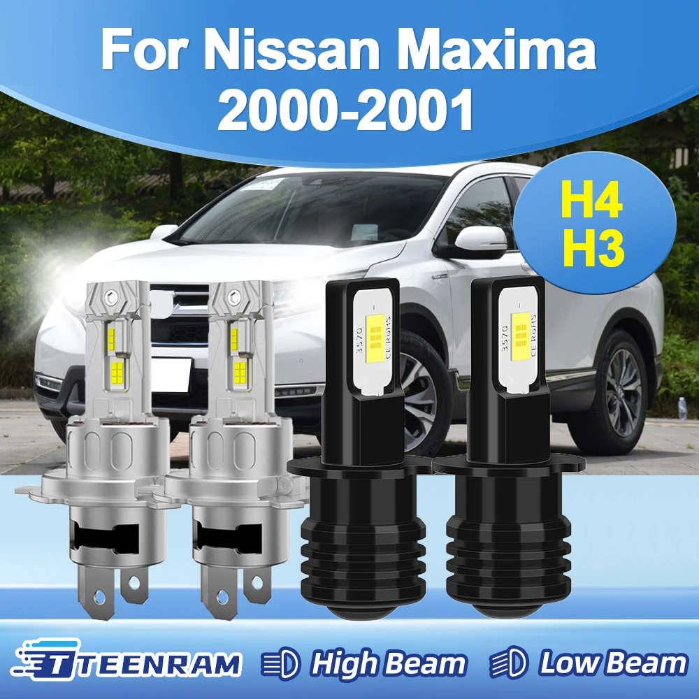 

Для Nissan Maxima 2000-2001 H4 дальнего/ближнего света H3 светодиодные противотуманные фары DC12V-24V 12000LM 3570 CSP беспроводной с вентилятором мини-лампа