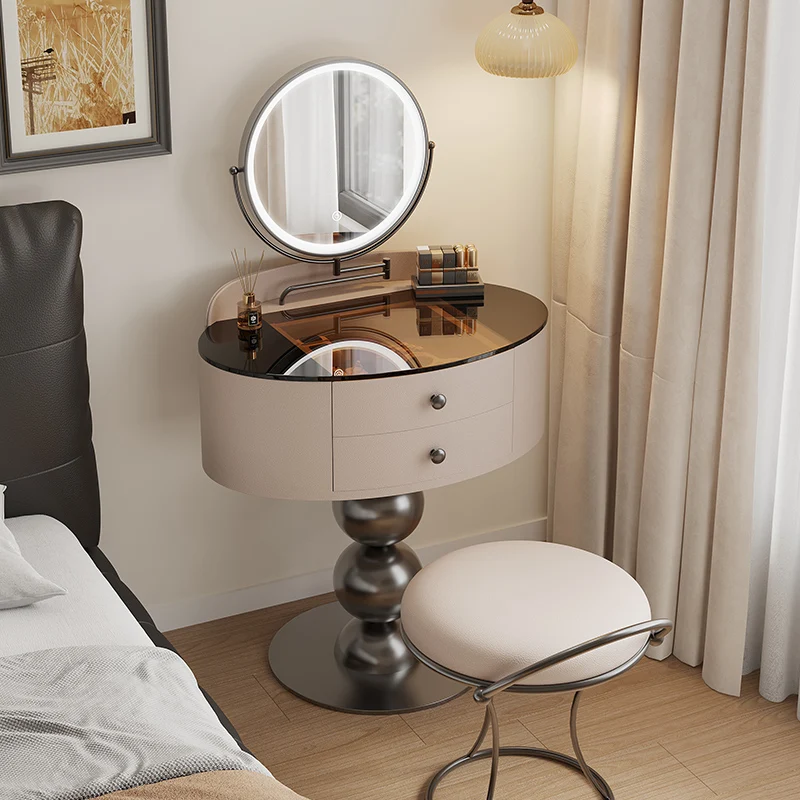 

Small Bedroom Vanity Table Corner Bedside Makeup Mirror Dressing Table Chair Luxury Mesa De Maquillaje Postmodern Furniture