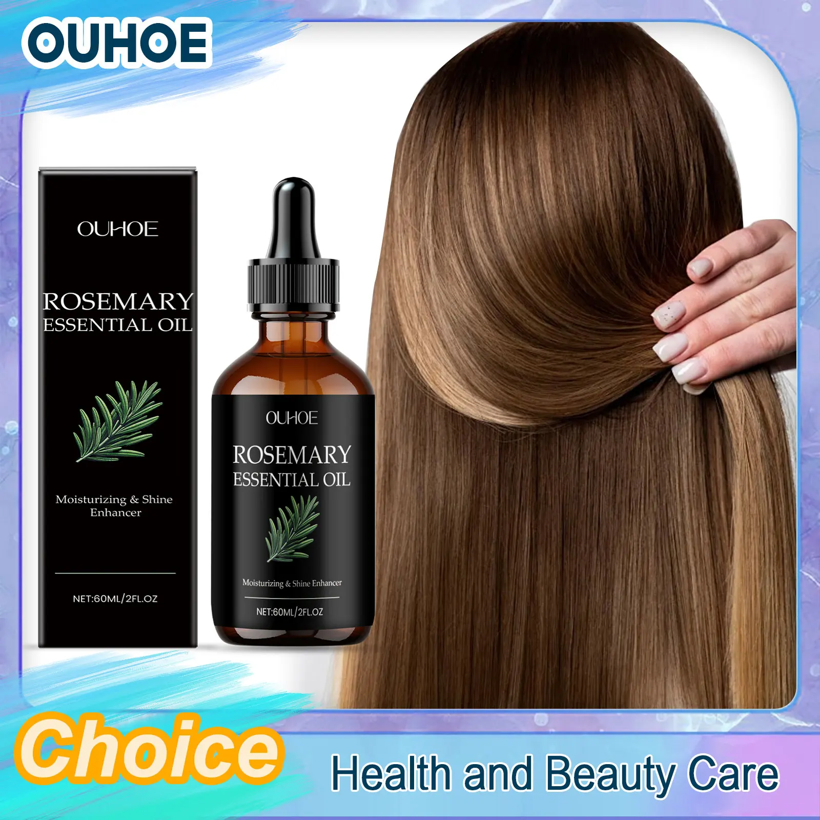 

Rosemary Essential Oil Improve Damaged Hair Scalp Treatment Dredges Blocked Follicles Activate Hair Growth Lubricate Hair Care