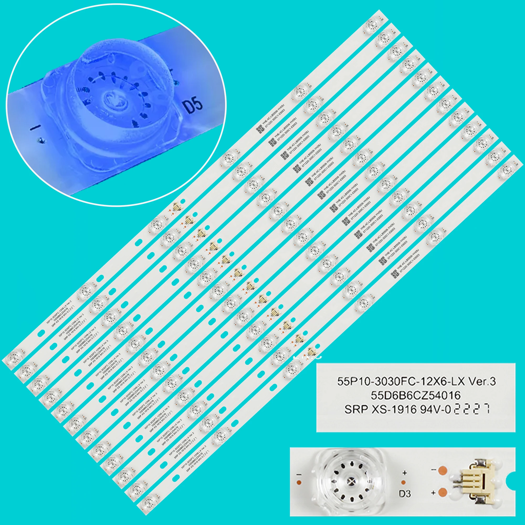 LED Strip For 55AC712 55P10-3030FC-12X6-LX20200106 YHF-4C-LB5506-YH09J 55C715 55C715X1 55C815X1 55C815 55C717 55C716 55C78