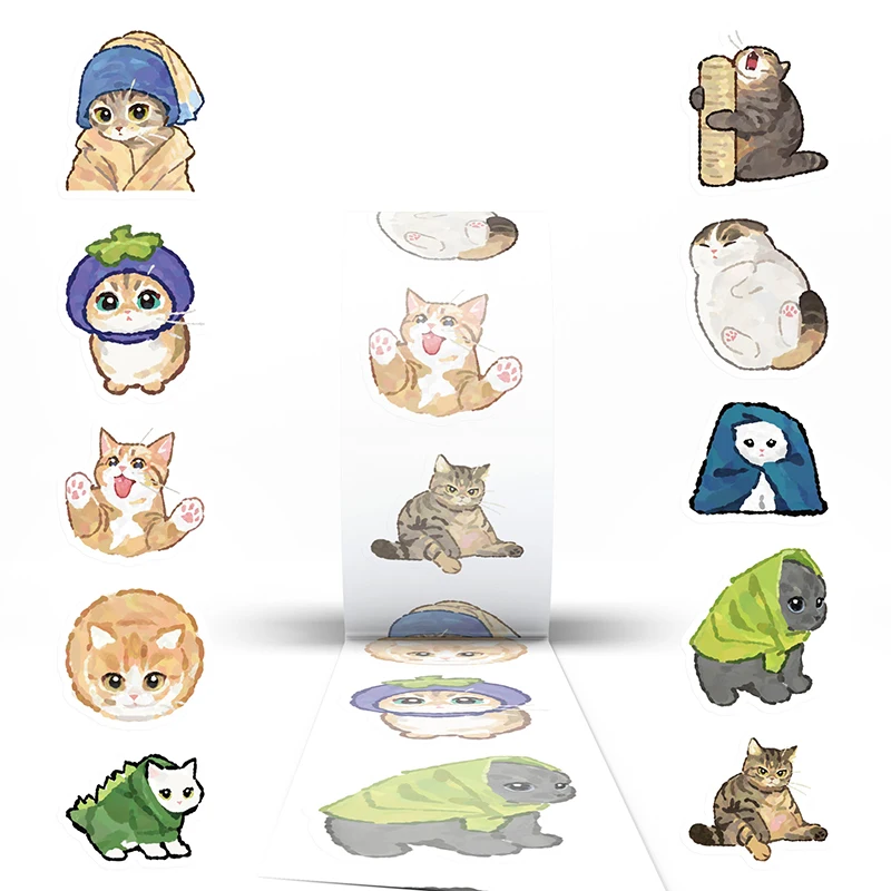 

500 шт. наклеек с мультяшными котами, милые животные, водонепроницаемые декоративные стикеры для чемоданов, гитар, ноутбуков, телефонов, дневников, скейтбордов