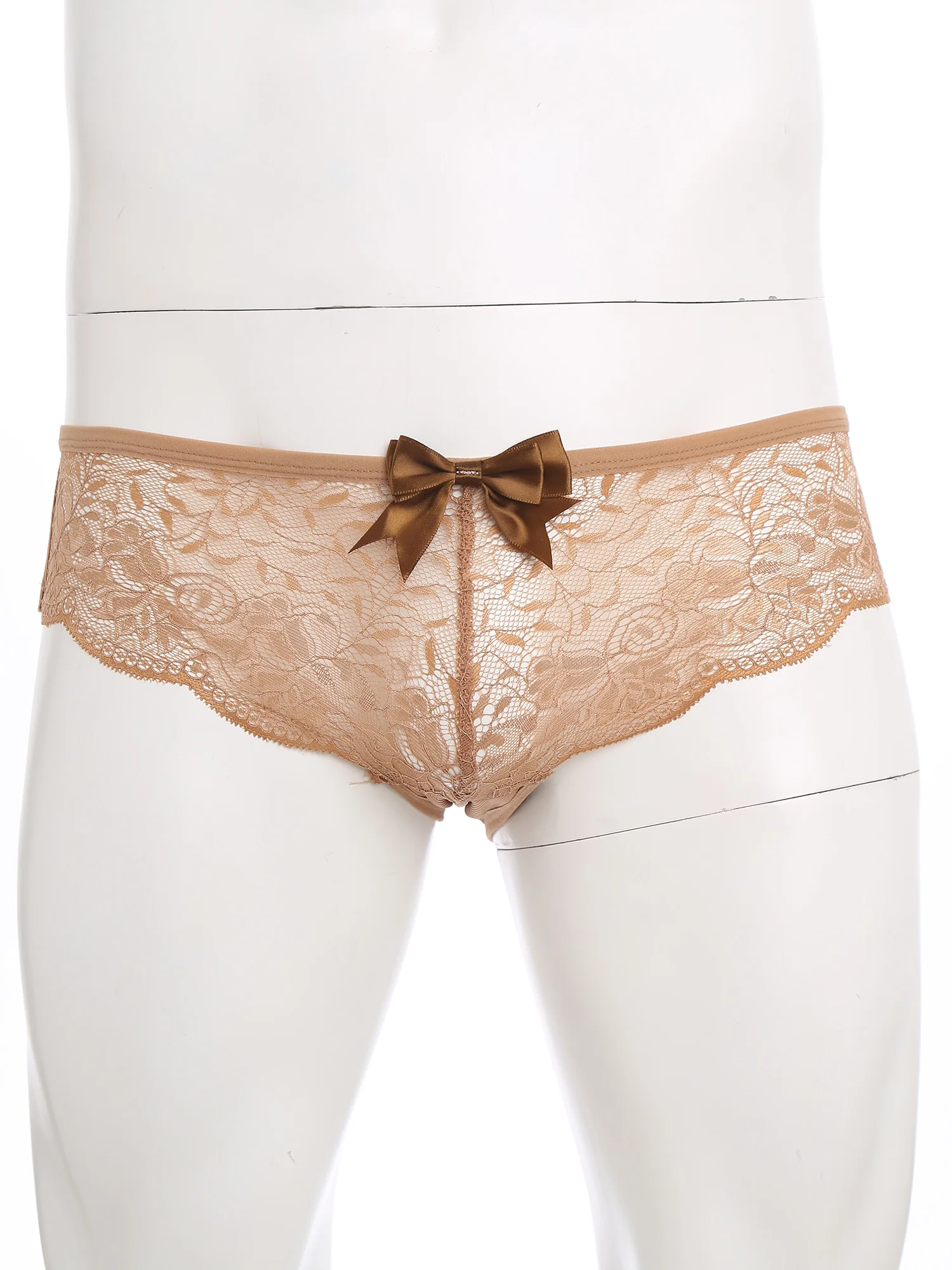Men's Floral Lace Closed/Opened Crotch Lingerie with Bow