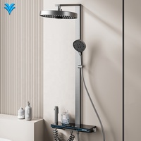 Modern Luxury 4-Function Rain System Bath Mixer Shower Faucet Set LED Digital Display Bathroom Shower Head for Apartments