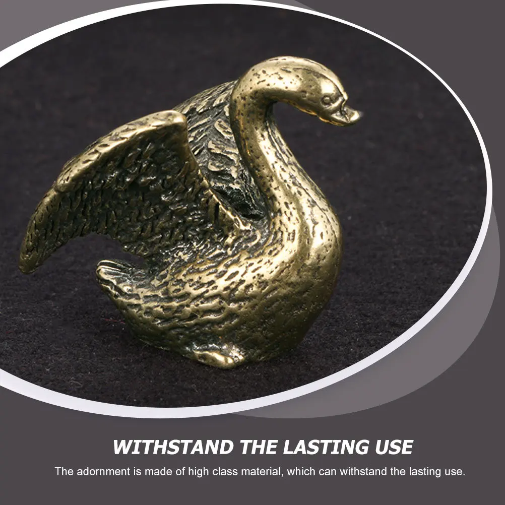 

Exquisite Brass Swan Statue Compact Desktop Decor High Class Material Stable Flat Bottom Brass Swan Statue Tabletop Animal Decor