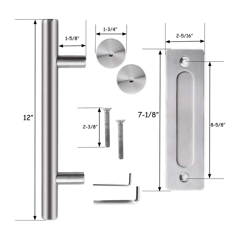 New 12 Inch Stainless Barn Door Pull Handle Set Stainless 12 Inch Round Gate Handle For Barn Door Gates Garages Sheds