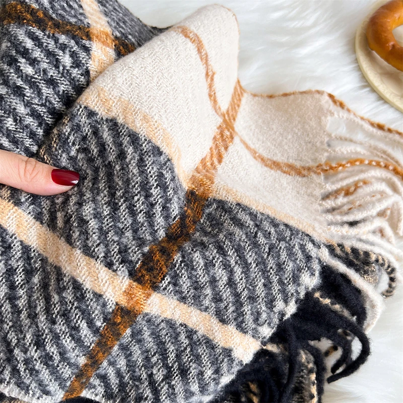 Marca de luxo clássico inglaterra estilo feminino cachecol moda listra xadrez cachecóis borla xales pashmina senhora envoltório poncho stoles