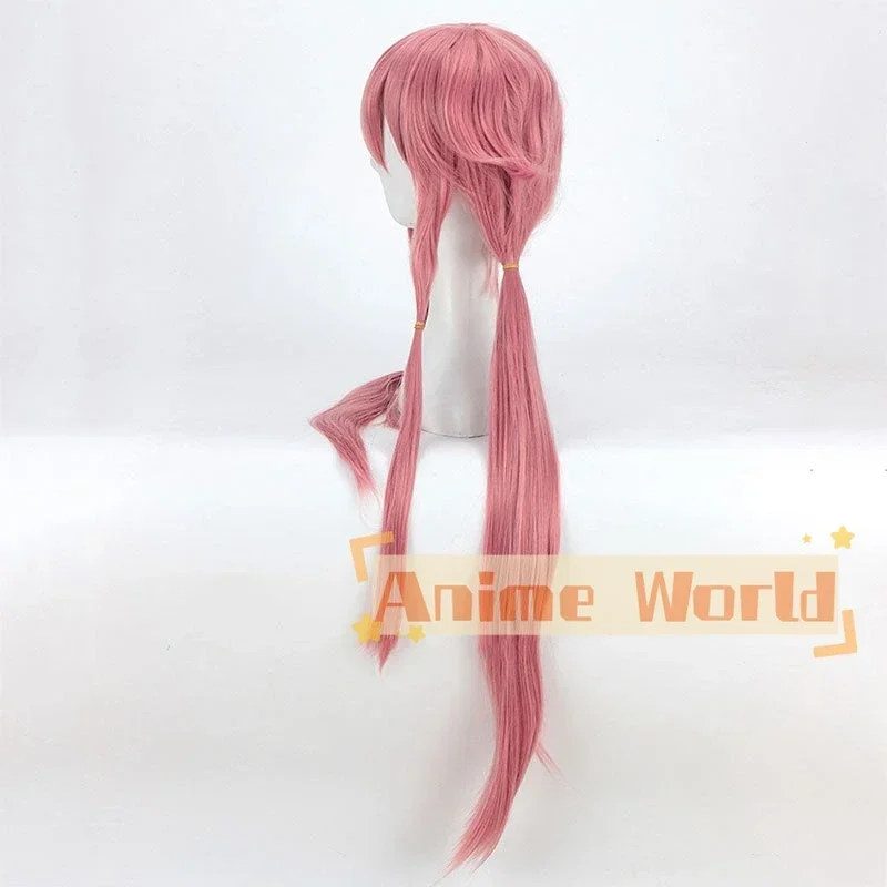 Future Diary Mirai Nikki Yuno Gasai Pink Cosplay Wig Halloween Synthetic Hair Heat view 4
