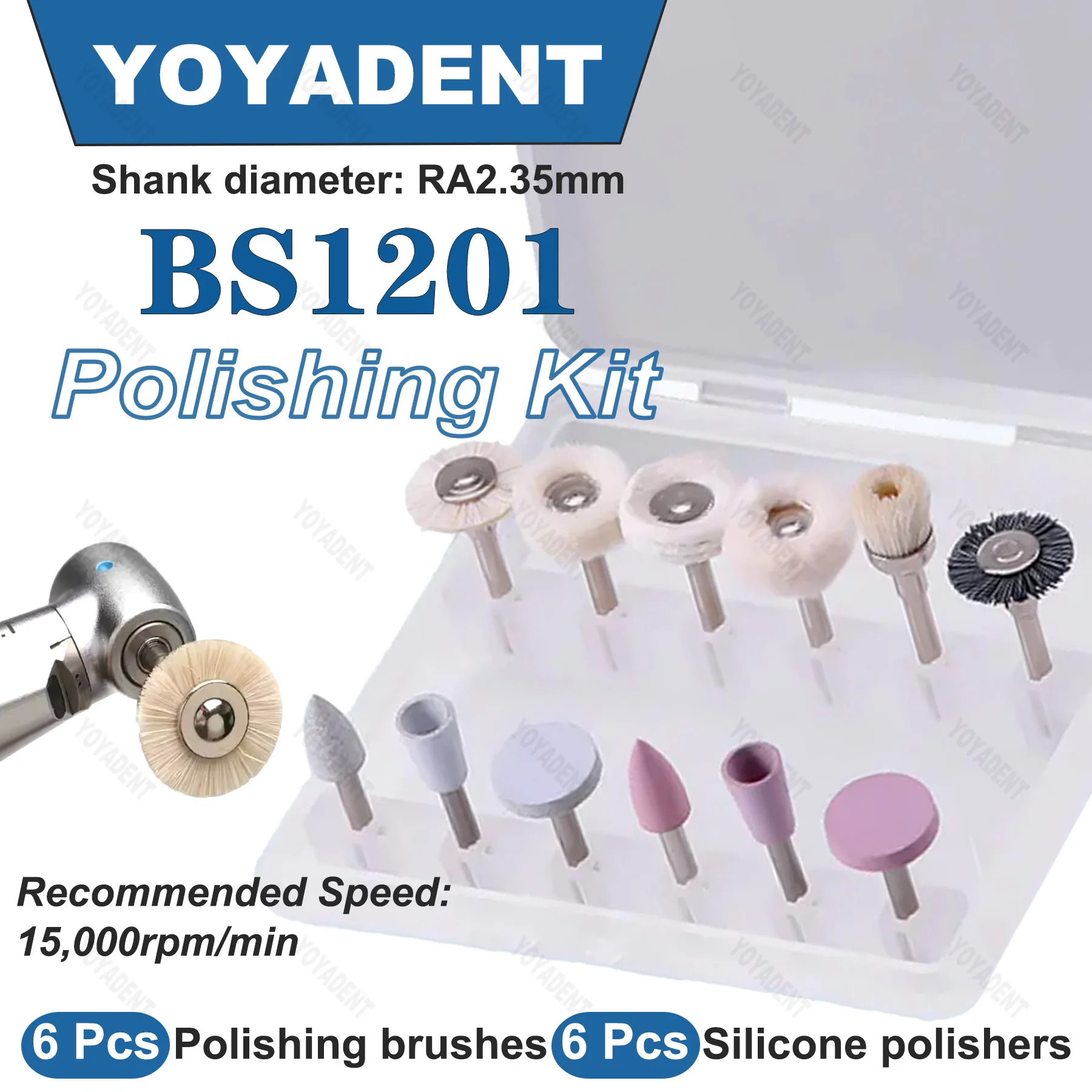 

BS1201 Набор для полировки стоматологического композита, силиконовые щетки для полировки RA 2,35 мм для низкоскоростного наконечника