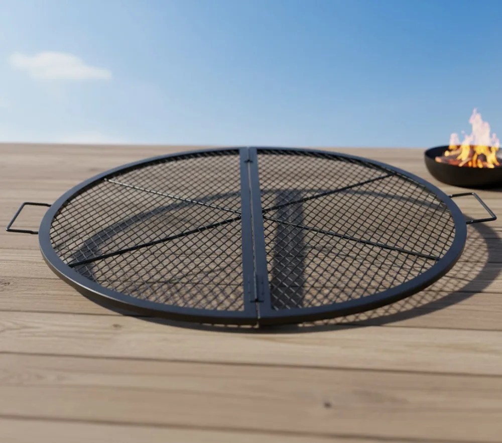 

36-дюймовая складная решетка для костра, сверхмощная стальная решетка для барбекю для кемпинга с ручкой, портативная уличная решетка для приготовления вечеринок