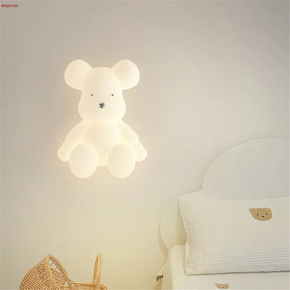 

Cartoon Bear Pe Iron Art Creative Led Wall Lamp Kids Bedroom Sleeping Night Light Fixtures For Kindergarten Restaurant Hallway