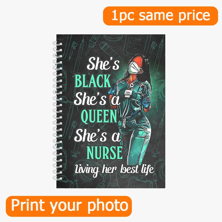 

Блокнот на спирали She's Black She's A Queen She's LPN, подарок для медсестры на выпускной, блокнот для оценки, персонализированный дизайн с фото и логотипом