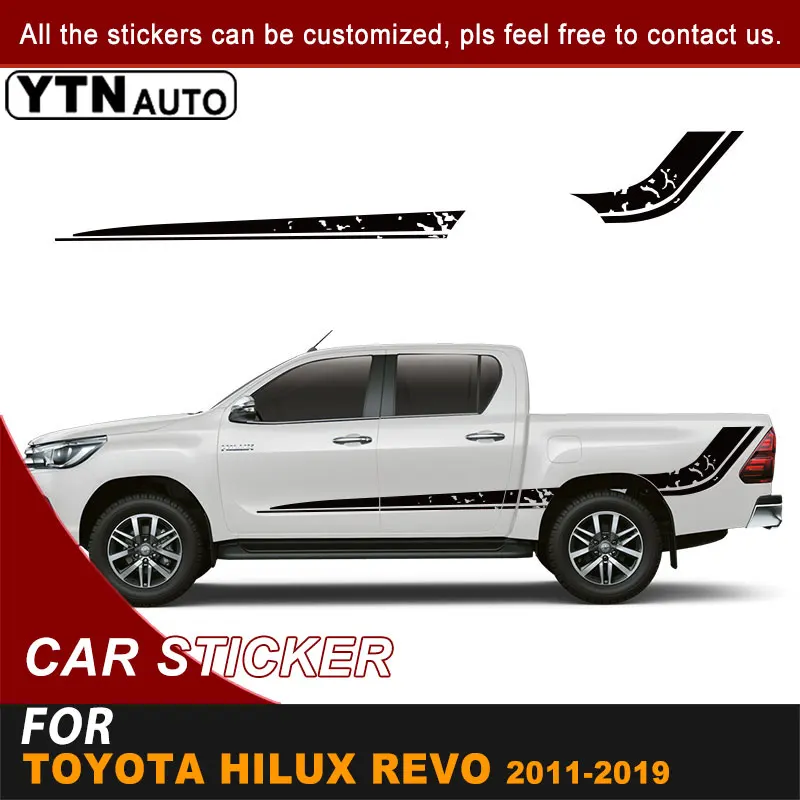 

Side Door Body Car Sticker Damage Styling Stripe Graphic Vinyl Bed Box Cool Car Decals For Toyota Hilux Revo 2011-2017 2018 2019