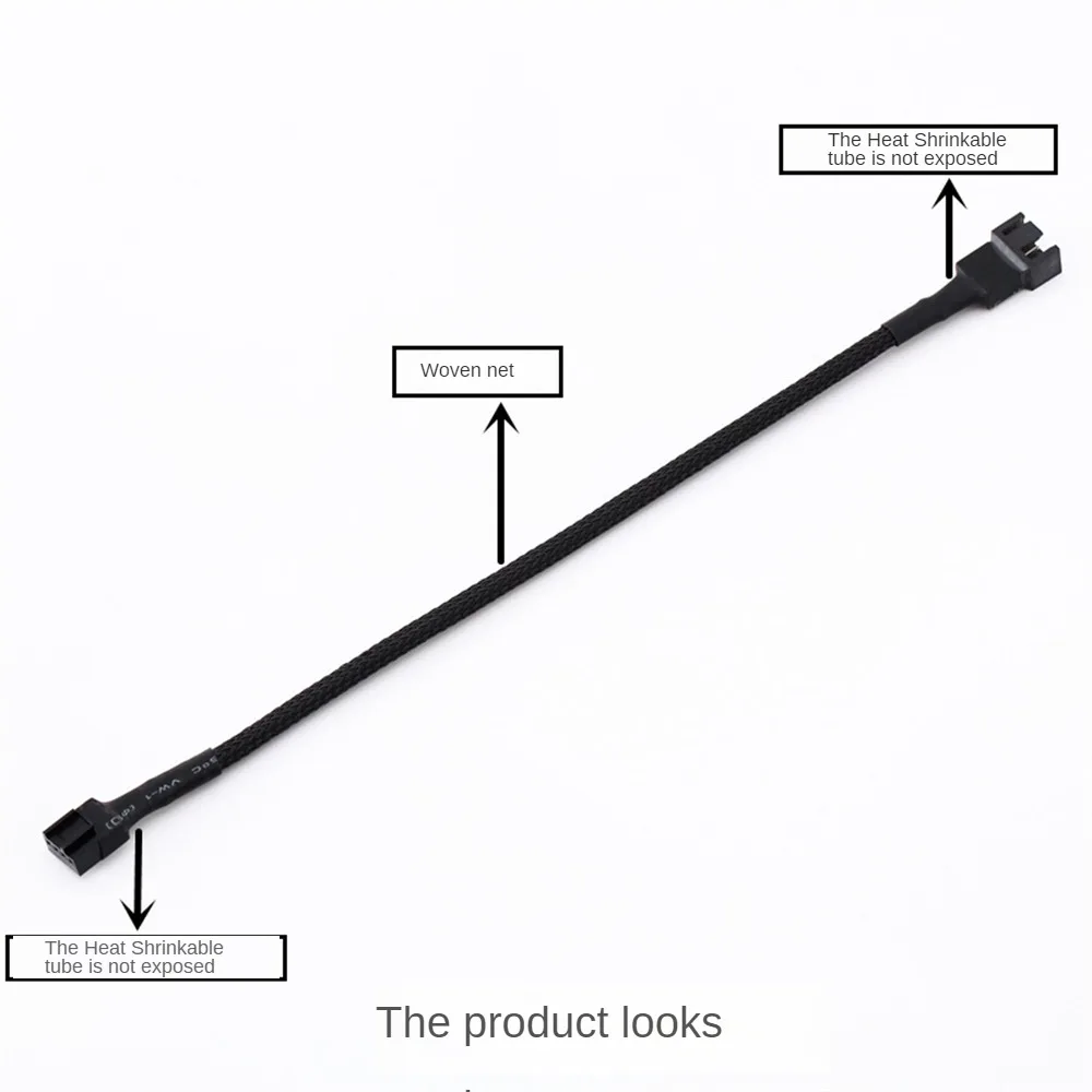 1/5PCS Pvc Insulation Cpu Fan Cable Aging Resistance Computer Peripherals Full Length 27cm Braided Mesh Wire Safe And Durable