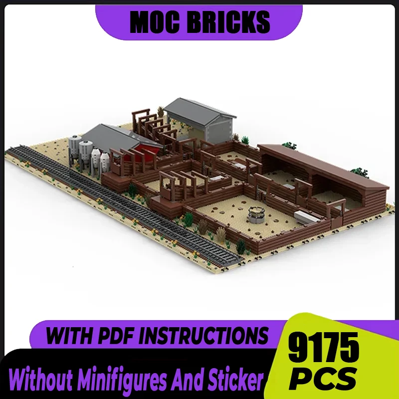 City Street View Model Moc Building Blocks Modular Railroad Stock Yard Model Technology Bricks DIY Assembly Set Gift Holiday Toy