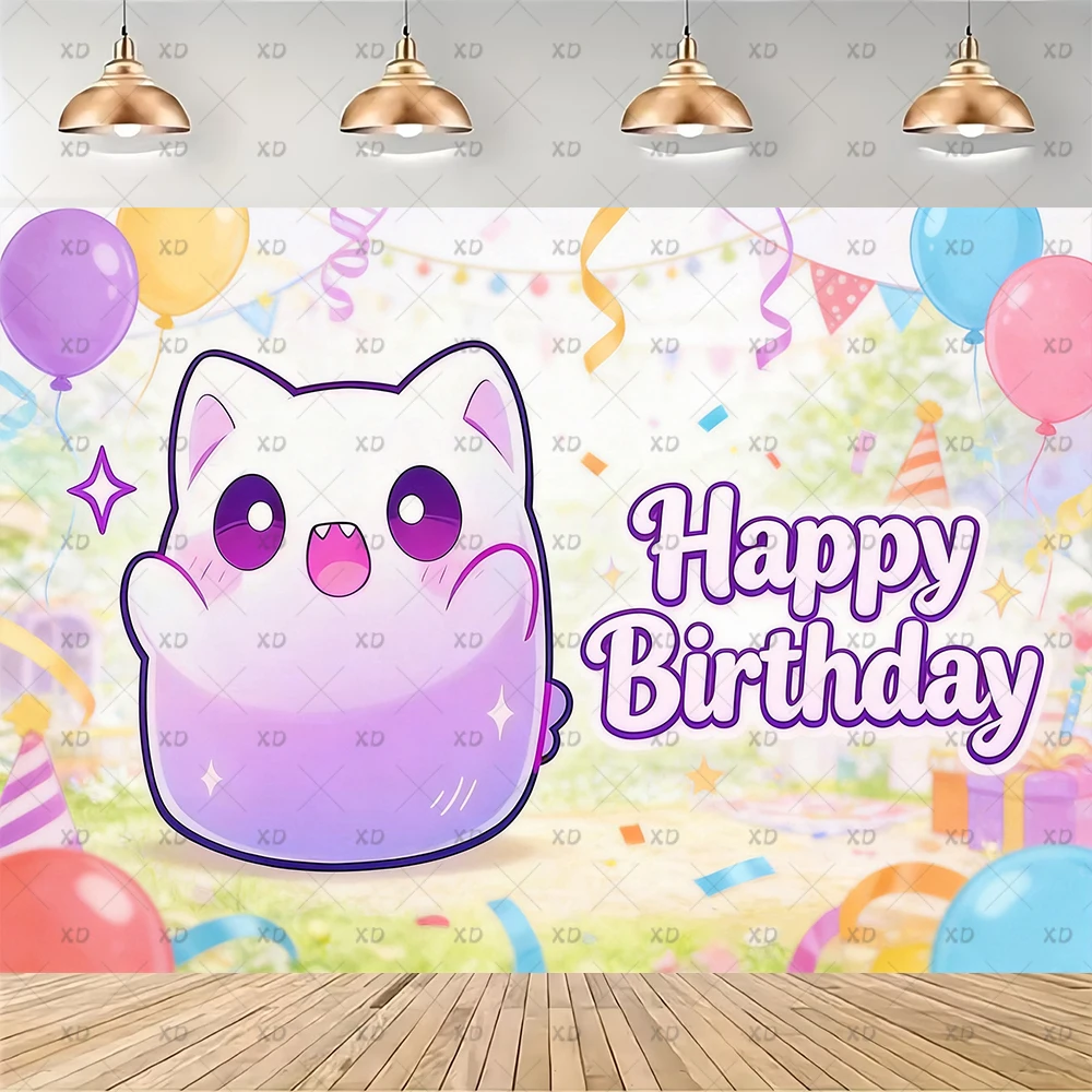 Cartoon Aphmau Meemeows Geburtstagsparty Dekorations-Set Banner Luftballons Kuchendekoration Hintergrund Cartoon-Kulisse Kindergeschenk – Detail 6