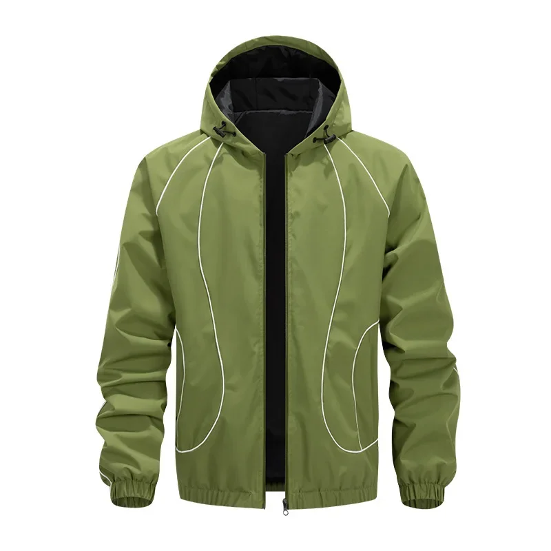 

Autumn Men Hooded Coat New Windproof Solid Color Casual Male Jacket Long Sleeve Zipper Outdoor Sport Oversize Man Outerwear