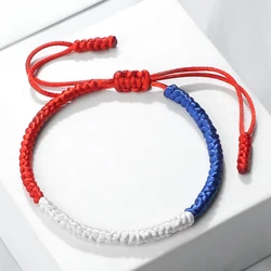 France Mexico Russia Braided Bracelets World Countries Flag Color Blue White Red Thread Adjustable Size Bangle Jewelry Fans Gift