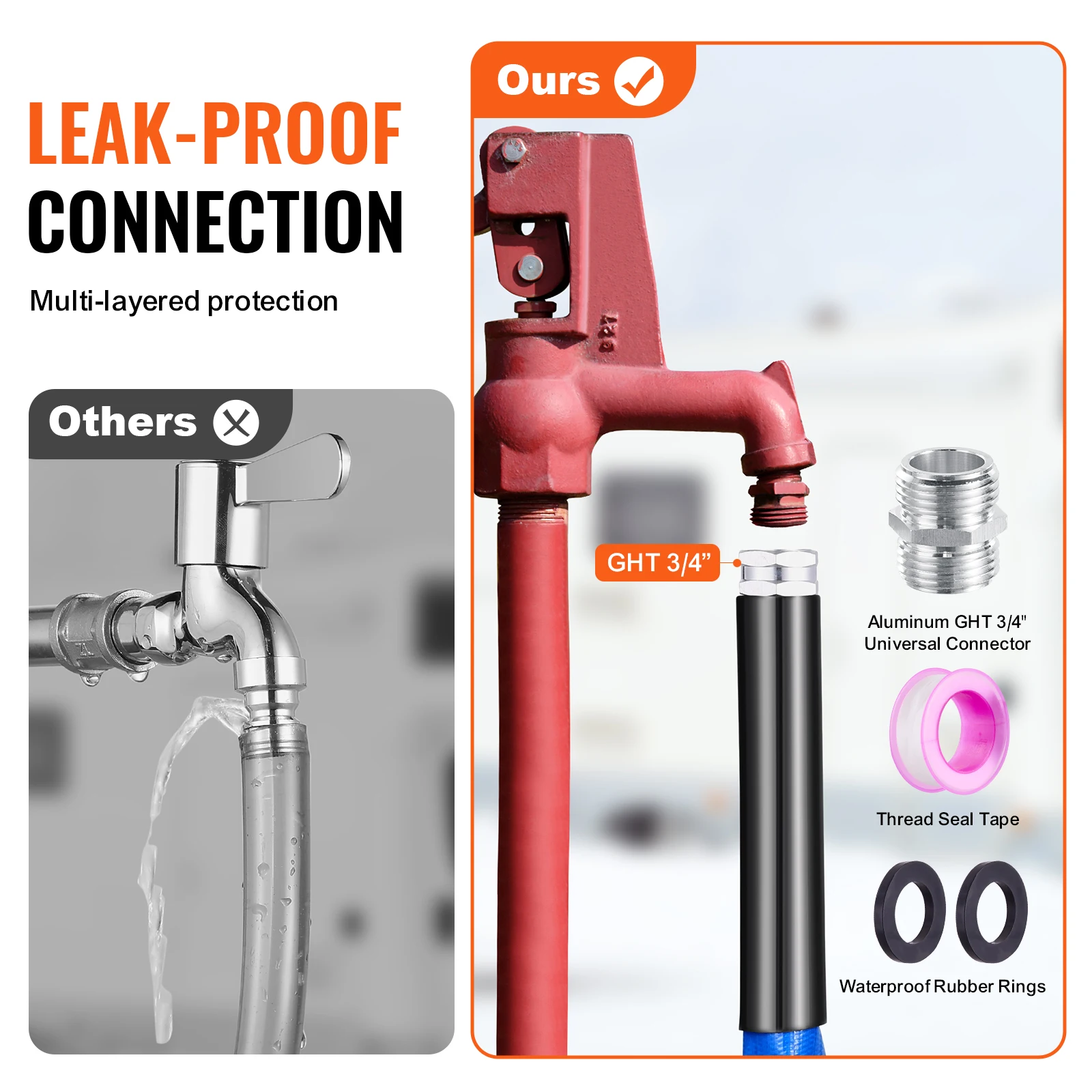 SucceBuy خرطوم مياه ساخن بطول 15 قدم لخرطوم مياه الشرب الساخن مع غطاء مموج مضاد للتجمد إلى -45 ° F التلقائي التنظيم الذاتي #5