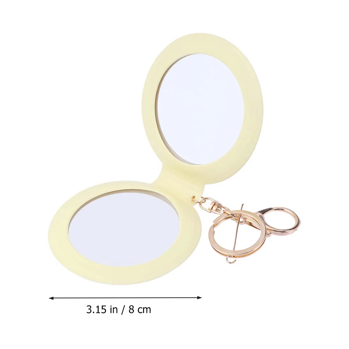 Mini Pocket Makeup Mirror Yellow PU Frame Foldable Double Sides Portable Compact for Women Gifts