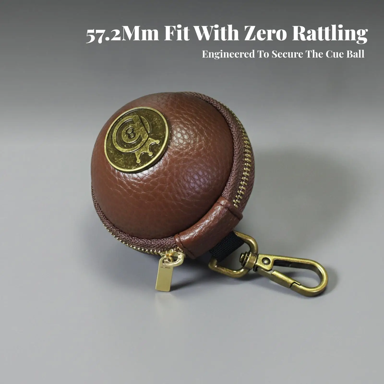 Durable Leather Billiard Ball Bag Zippered Holder for Snooker Cue Ball Storage Travel Pouch with