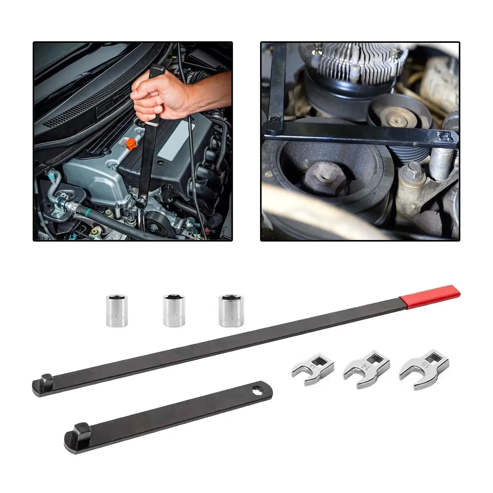 8 Pieces Serpentine Belt Tool Kit Universal, Serpentine Belt Adjust Tightener Wrench Tool Socket Belt Service Kit