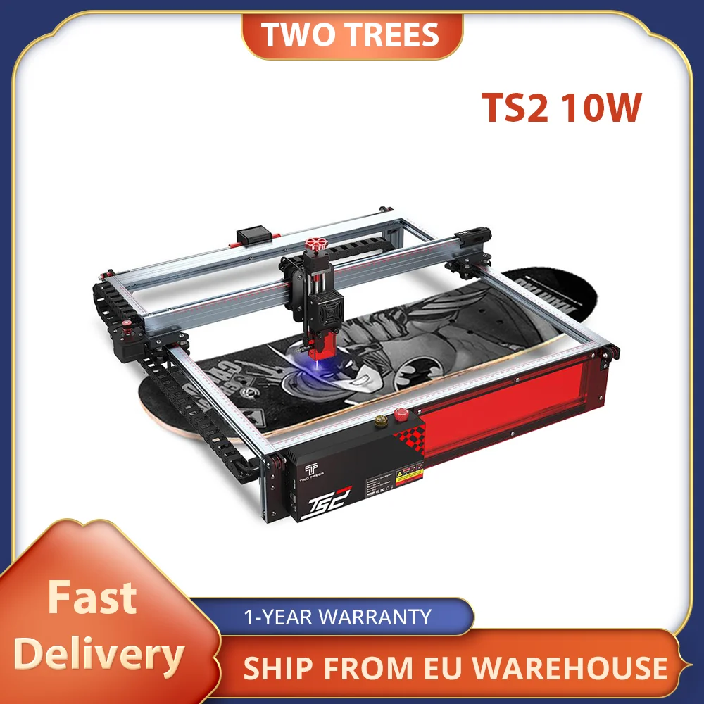 Two Trees TS2 10W Laser Engraver Auto Focus Laser Engraving Cutting Machine 450x450mm with Air Assit System Flame Detection