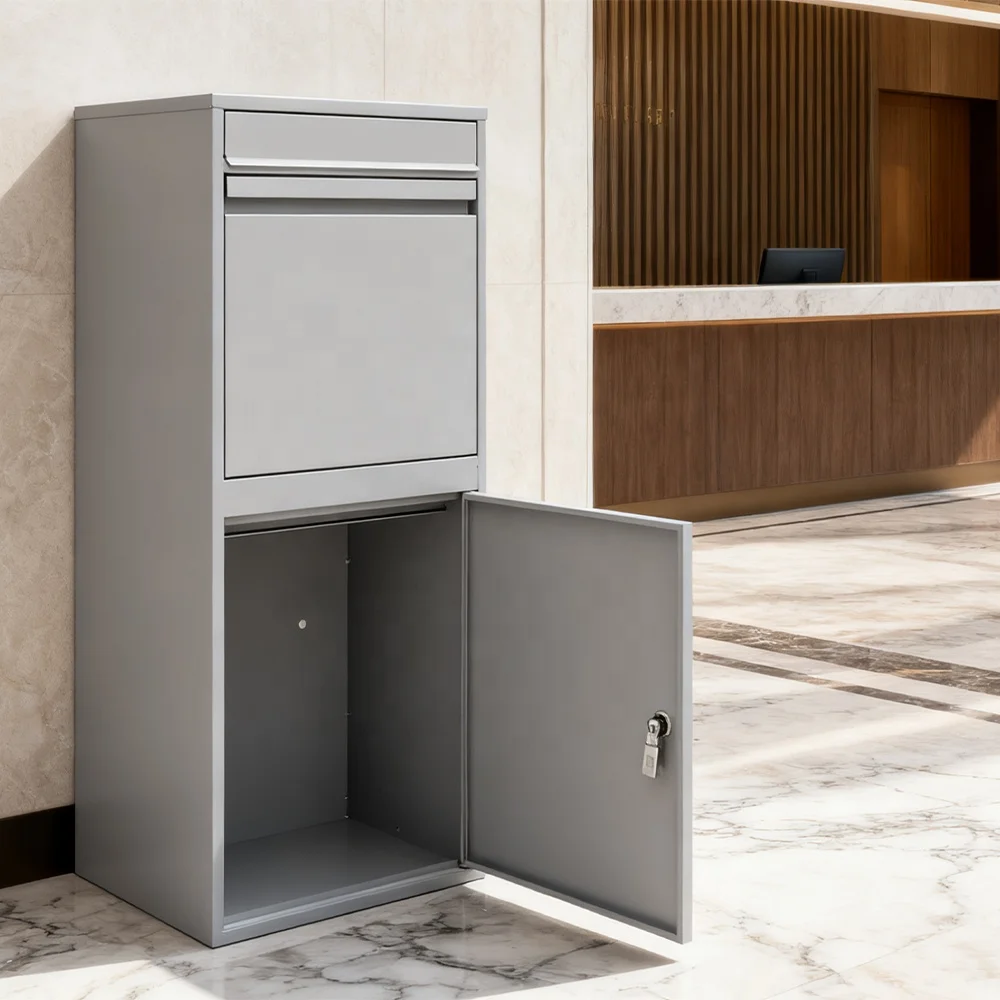 Home Large Steel Gray Galvanized Lockable Anti-Theft Wall Mounted Parcel Box for Secure Post Application