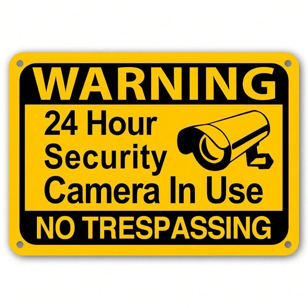 Gelbes Warn-CCTV-Schild für die Sicherheit zu Hause – 24-Stunden-Videoüberwachung, keine Trespassung, Anti-Intrusion, 1 Stück, langlebiges Sicherheitsdekor für den Außenbereich
