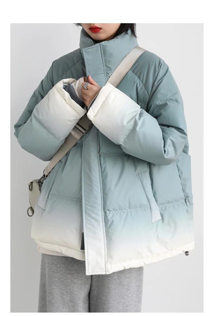 CHIC VEN Women's Down Coat Reflective Gradient Thickened Women Bread Coats 90 White Duck Down Jacket Warm Overcoat Winter 2024