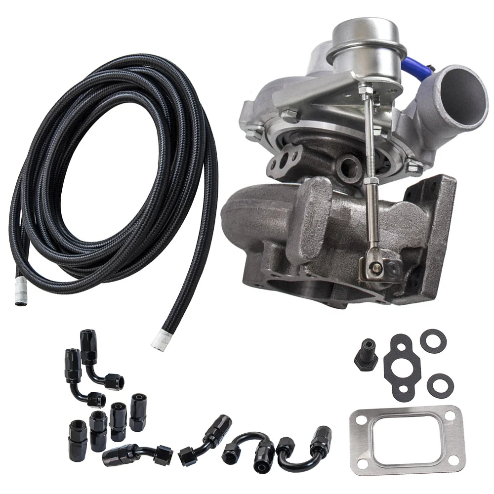 Brand New Turbo GT2871 GT2860 for SR20 CA18DET & Braided Oil Fuel Line & Fitting Hose End