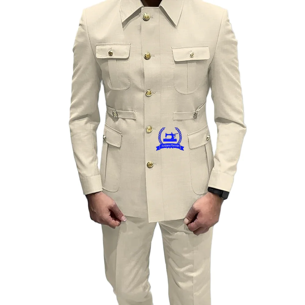 

Stand Collar Man Suits Chinese Style Elegant Suits For Men Slim Fit Formal Groom Tuxedos Prom2 Pcs Classic Male Blazer Costume