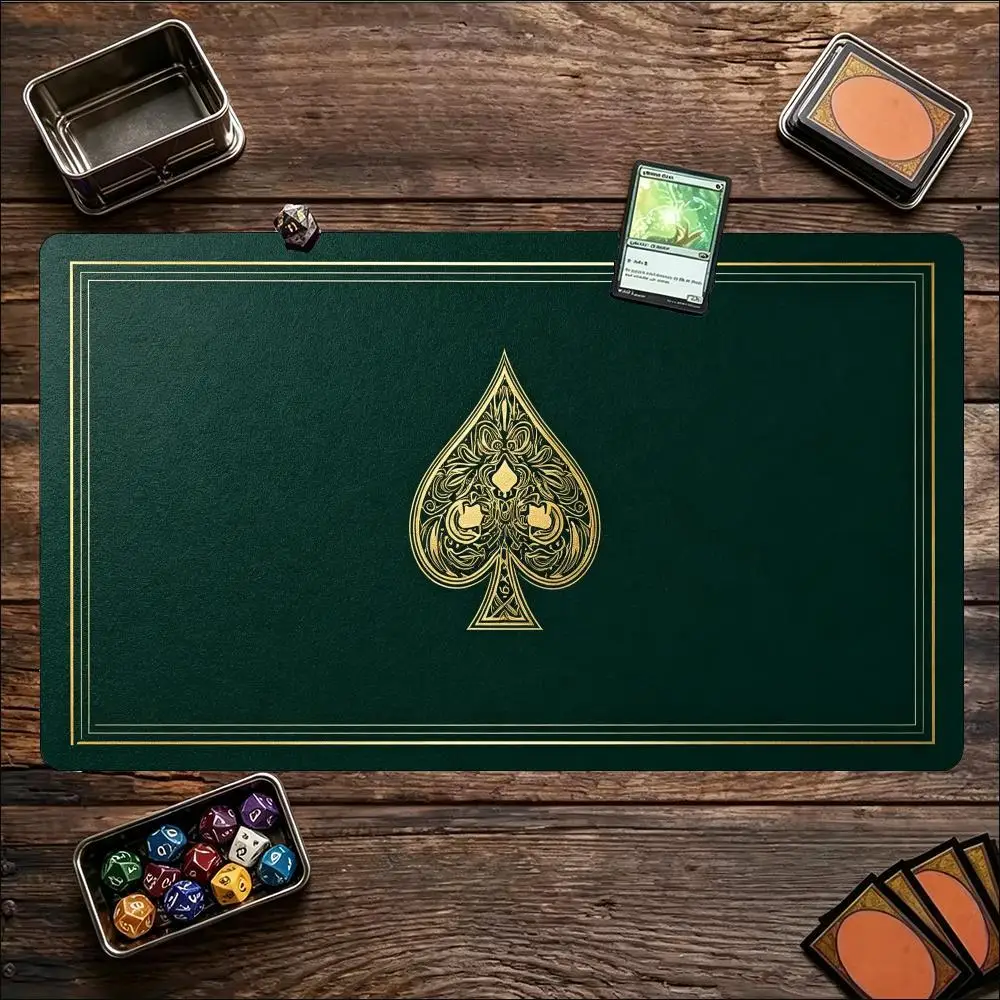 Giant Oversized TCG Mouse Pad Gold Spade Casino Gaming Desk Mat Vivid Colors Non-Slip Rubber Base HD Print Casino Night Theme