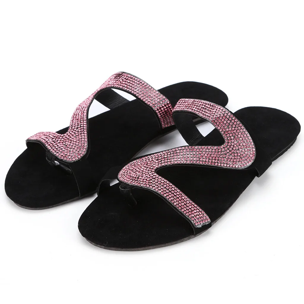 Sexy Women Sandals Summer Beach Shallow Mouth Rhinestones Ladies Fashion Show Comfortable Light Shoes Sandalias Femininas