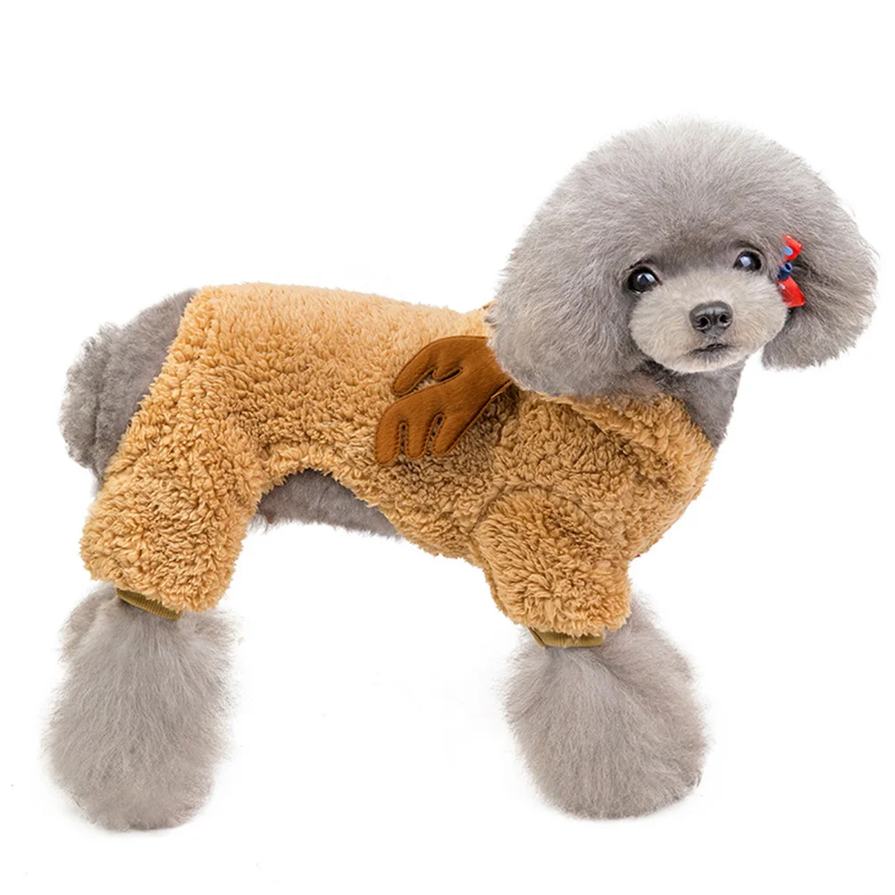 

Christmas Deer Small Dog Clothes Warm Coat Brown Size 2Xl Pet Winter Coat Soft Cotton Winter Dog Clothes